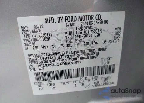 2013 Ford Edge Sel z USA, uszkodzony, nr VIN 2FMDK3JCXDBA81997